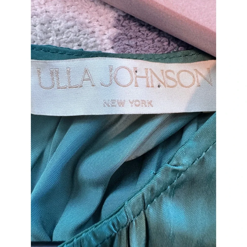 Ulla Johnson Delia Gown Jadeite Green Pleated Satin Maxi Dress Sleeveless Gown - Picture 9 of 10